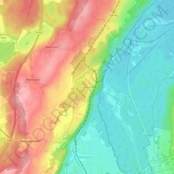 Topografische kaart Schlederloh, hoogte, reliëf