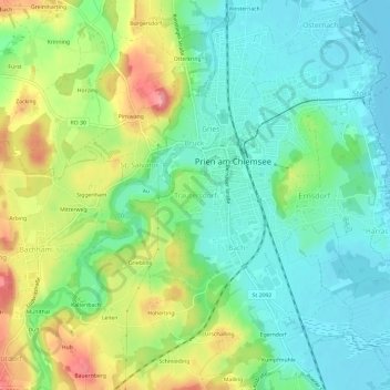 Topografische kaart Trautersdorf, hoogte, reliëf