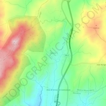 Topografische kaart Mezio, hoogte, reliëf