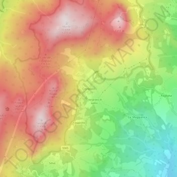 Topografische kaart Covigliaio, hoogte, reliëf