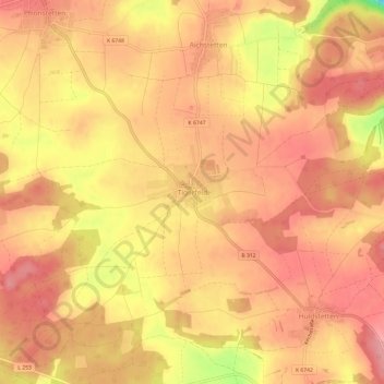 Topografische kaart Tigerfeld, hoogte, reliëf
