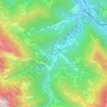 Topografische kaart Tetto Cace, hoogte, reliëf