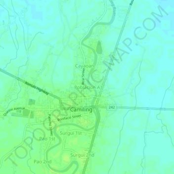 Topografische kaart Poblacion A, hoogte, reliëf