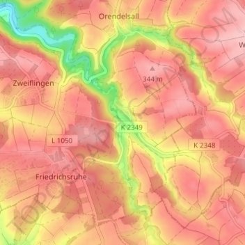Topografische kaart Tiefensall, hoogte, reliëf
