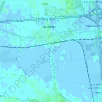 Topografische kaart Tusschenloegen, hoogte, reliëf