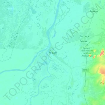 Topografische kaart Mopti, hoogte, reliëf