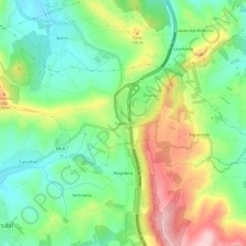 Topografische kaart Catefica, hoogte, reliëf