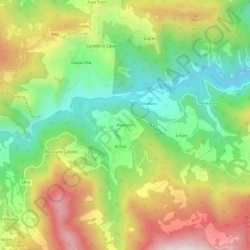 Topografische kaart Ravarano, hoogte, reliëf