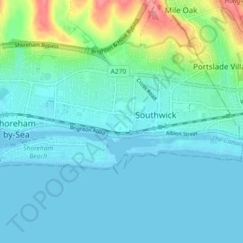 Topografische kaart Kingston Buci, hoogte, reliëf