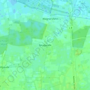 Topografische kaart Neugaude, hoogte, reliëf