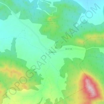 Topografische kaart El Saúco, hoogte, reliëf