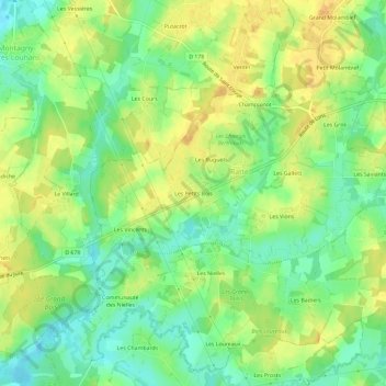 Topografische kaart Les Petits Bois, hoogte, reliëf