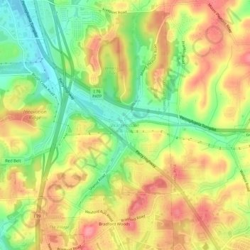 Topografische kaart Warrendale, hoogte, reliëf
