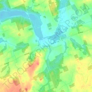 Topografische kaart Harrington, hoogte, reliëf