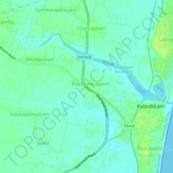 Topografische kaart Vittalapuram, hoogte, reliëf