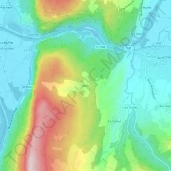 Topografische kaart Chevru, hoogte, reliëf