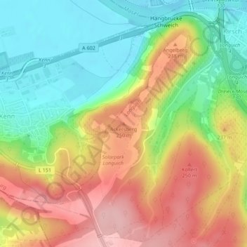 Topografische kaart Ackersberg, hoogte, reliëf