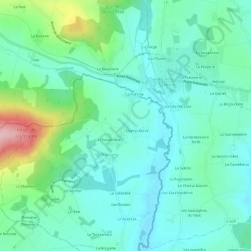 Topografische kaart La Caillère, hoogte, reliëf