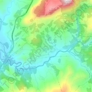 Topografische kaart Sicilì, hoogte, reliëf