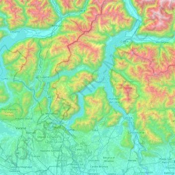 Topografische kaart Isola Comacina, hoogte, reliëf