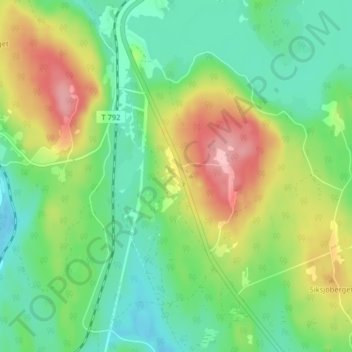 Topografische kaart Bastkärn, hoogte, reliëf