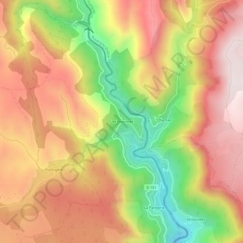 Topografische kaart Les Beaumes, hoogte, reliëf