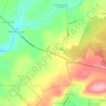Topografische kaart Belsano, hoogte, reliëf