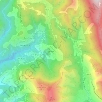 Topografische kaart La Grau, hoogte, reliëf