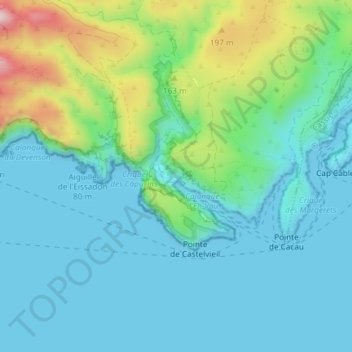 Topografische kaart Dalle du Chat, hoogte, reliëf