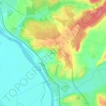 Topografische kaart Marigny, hoogte, reliëf