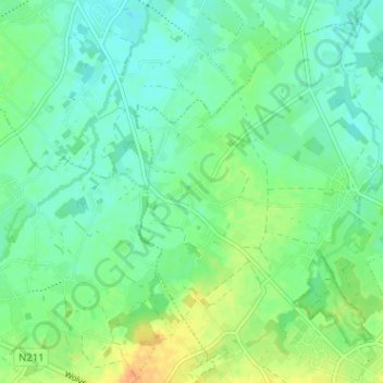 Topografische kaart Rossem, hoogte, reliëf