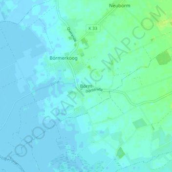 Topografische kaart Börm, hoogte, reliëf