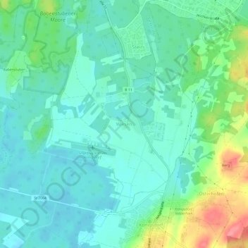 Topografische kaart Wiesen, hoogte, reliëf