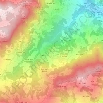 Topografische kaart Vesale, hoogte, reliëf