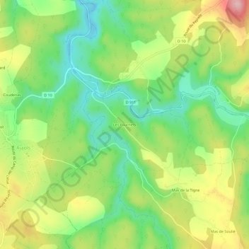 Topografische kaart Les Fournets, hoogte, reliëf