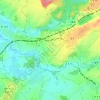 Topografische kaart Fond Lorraine, hoogte, reliëf