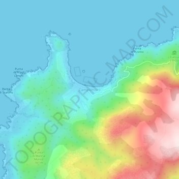 Topografische kaart Campomoro, hoogte, reliëf