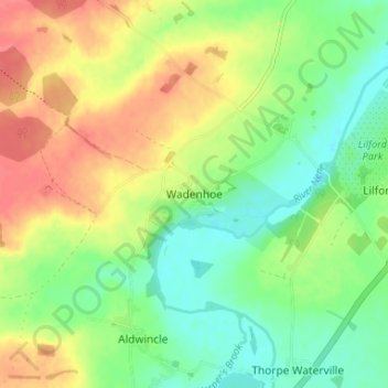 Topografische kaart Wadenhoe, hoogte, reliëf