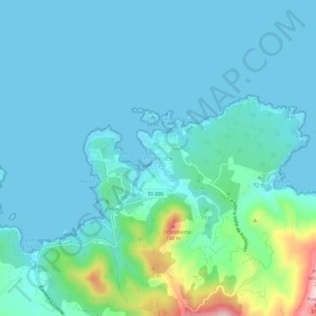 Topografische kaart Portinatx, hoogte, reliëf