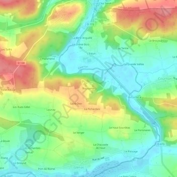 Topografische kaart Roussimel, hoogte, reliëf