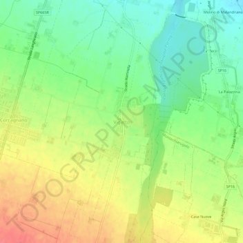 Topografische kaart Vigatto, hoogte, reliëf