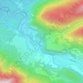 Topografische kaart Ebene, hoogte, reliëf