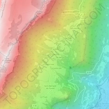 Topografische kaart Le Terrail, hoogte, reliëf