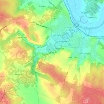 Topografische kaart Chez Merlet, hoogte, reliëf