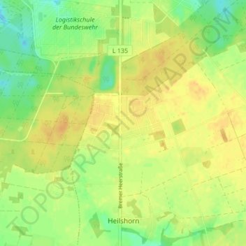 Topografische kaart Lange Heide, hoogte, reliëf