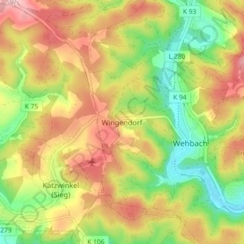 Topografische kaart Wingendorf, hoogte, reliëf