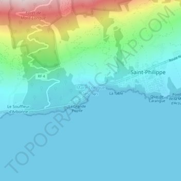 Topografische kaart Mare Longue les Bas, hoogte, reliëf