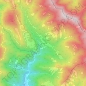 Topografische kaart La Montagna, hoogte, reliëf