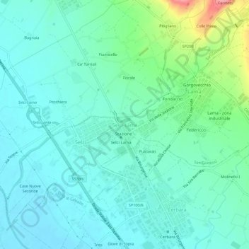 Topografische kaart Selci-Lama, hoogte, reliëf