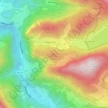 Topografische kaart Hinterstein, hoogte, reliëf